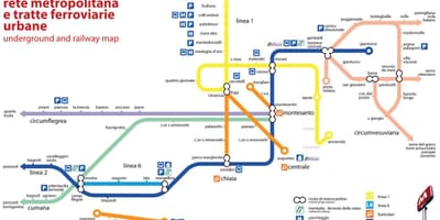 Карта на Наполи въжена линия